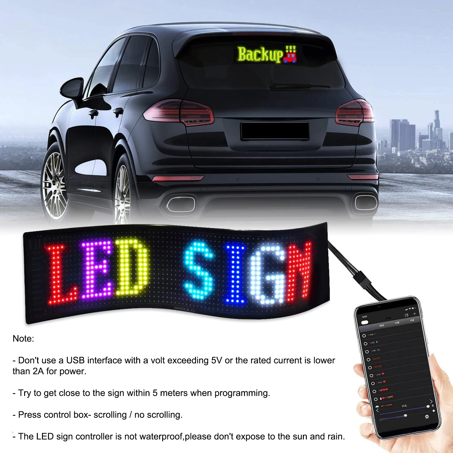 LED Auto Zeichen LED Matrix Panel APP Control Flexible Auto