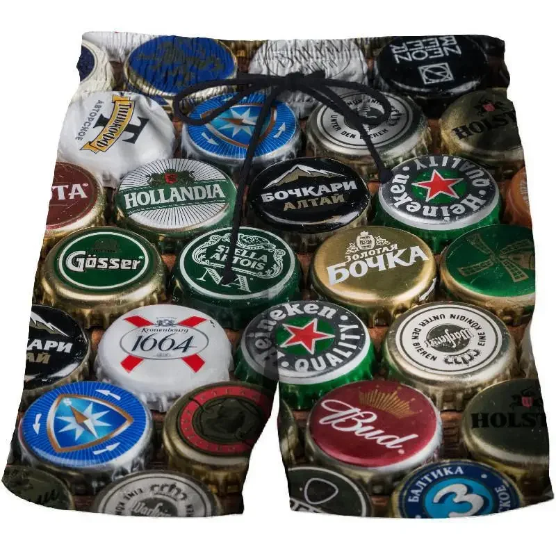 Beer Graphic Shorts Pants Casual Men 3D Printed Beach Summer Surf Swim Trunks Hawaii Vacation Swimsuit Ice 5