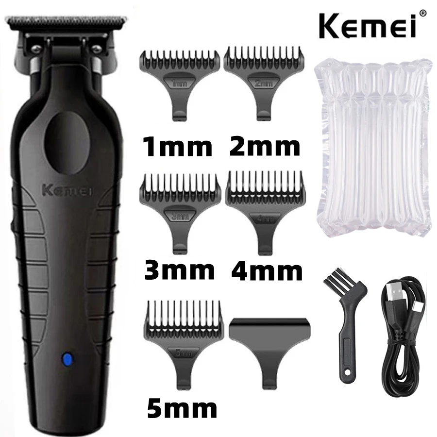 KEMEI Tondeuse à cheveux professionnelle sans fil pour homme, tondeuse à  barbe électrique, kit de coupe de cheveux de barbier, tondeuse à lame en T  zéro espace pour homme, KM-2299, noir 