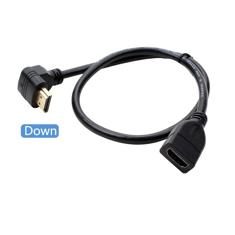 UP/Down/Left/Right Angled 50cm HD-compatible Extension Cable HD Male to Female Adapter Converter With Screw Hole Universal