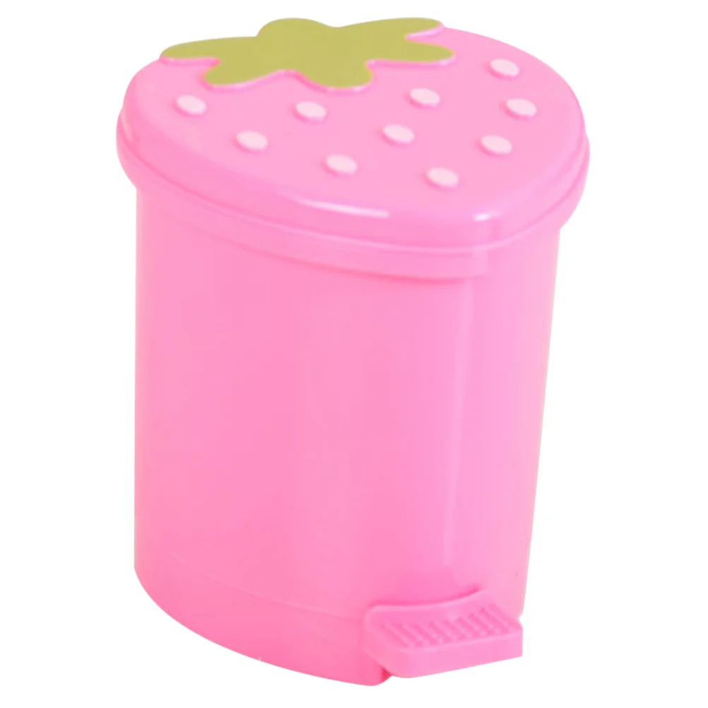 

Strawberry Trash Can Waste Basket Mini Desktop Dumpster Small Garbage Wastebasket