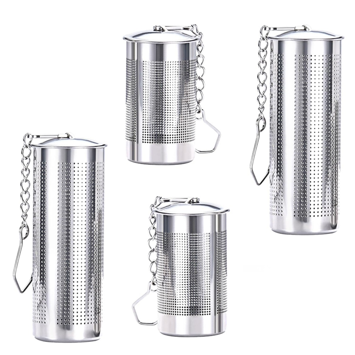 4PCS Tea Infusers for Loose Tea,Tea Filter with Lid,Stainless Steel Tea Strainer with Chain Hook,Large Tea Strainer Ball