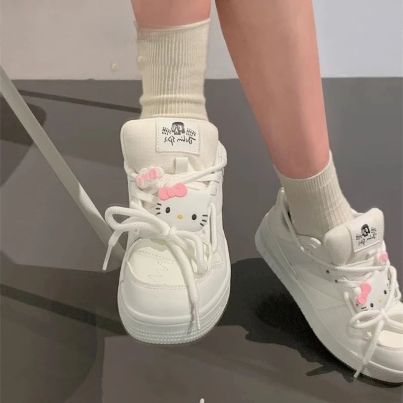 

Kitty Cat Little White Shoes Women's 2023 Summer New Thick Sole Anti Slip Versatile Board Shoes Children's Flat Shoes
