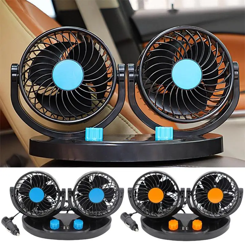 

Car Cooling Fan 360 Degree Rotatable Dual Head Unique Auto Cooler Air Propeller Multifunctional 2 Speed Quite Air Conditioner