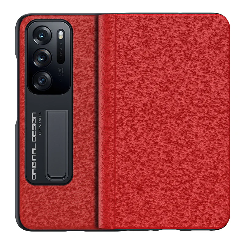 Suitable for OPPO Find N2 leather phone case genuine leather ultra-thin bracket folding Nappa pattern protective case
