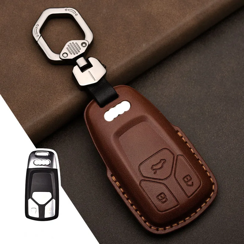 

Genuine Leather Key Cover for Audi A3 8p A4 B7 A6 C6 A7 A1 A5 Q3 Q5 Q7 Tt S3 RS Key Case Keychain Car Accsesories Decorations