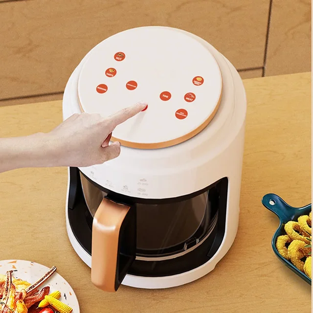 Friggitrice ad aria da 3 litri Friggitrice elettrica visiva senza olio Multifunzionale automatica per uso domestico 360 ° Forno LED Touchscreen Olio Aria Fri 110/220V 4