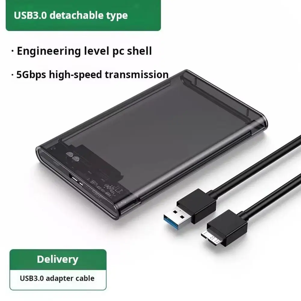 USB 3.0 Transparent Mobile Hard Disk Box 2.5 Inch SATA Serial Port SSD External Hard Drive Enclosure Disk Boxs