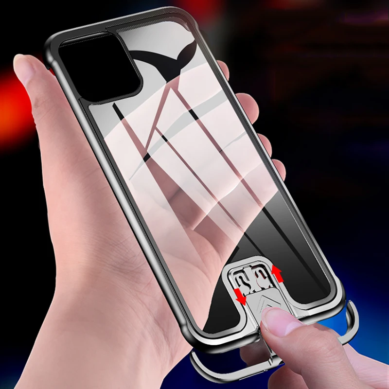 

Чехол для Iphone 11 Pro, твердость 9h, прозрачное закаленное стекло, алюминиевый металлический чехол-слайдер для Apple Iphone11 Pro, жесткие чехлы