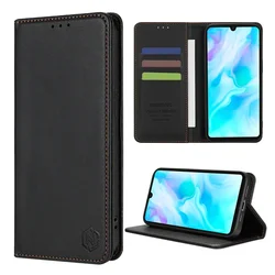 Premium Magnetic Flip Leather Wallet Case with Card Slot - Skin Friendly and Durable for Honor 10 Lite (Black)