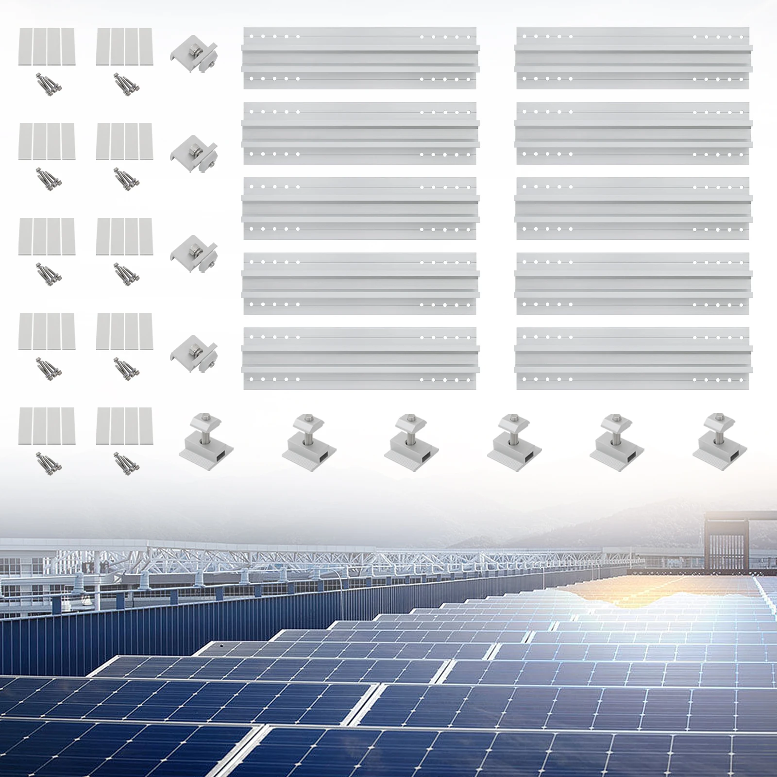 Ensemble de supports de montage pour panneaux solaires, 10 pièces, supports de panneaux solaires en aluminium pour montage sur toit, gain de place pour installer des panneaux solaires 1