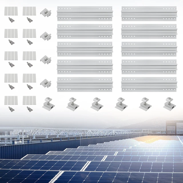 Ensemble de supports de montage pour panneaux solaires, 10 pièces, supports de panneaux solaires en aluminium pour montage sur toit, gain de place pour installer des panneaux solaires 1