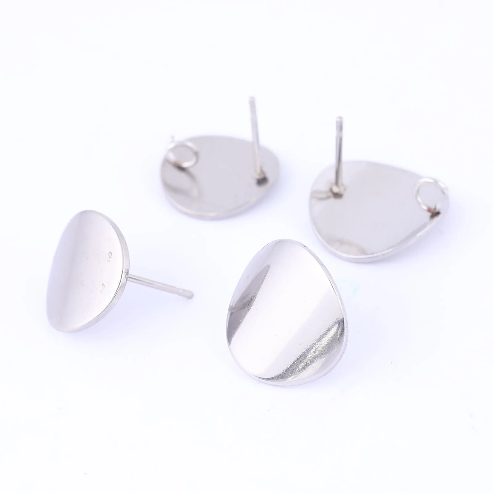 10Pcs Rvs Ronde Curve Pad Earring Berichten Studs Diy Oorbellen Connector Bevindingen Voor Sieraden Maken Levert