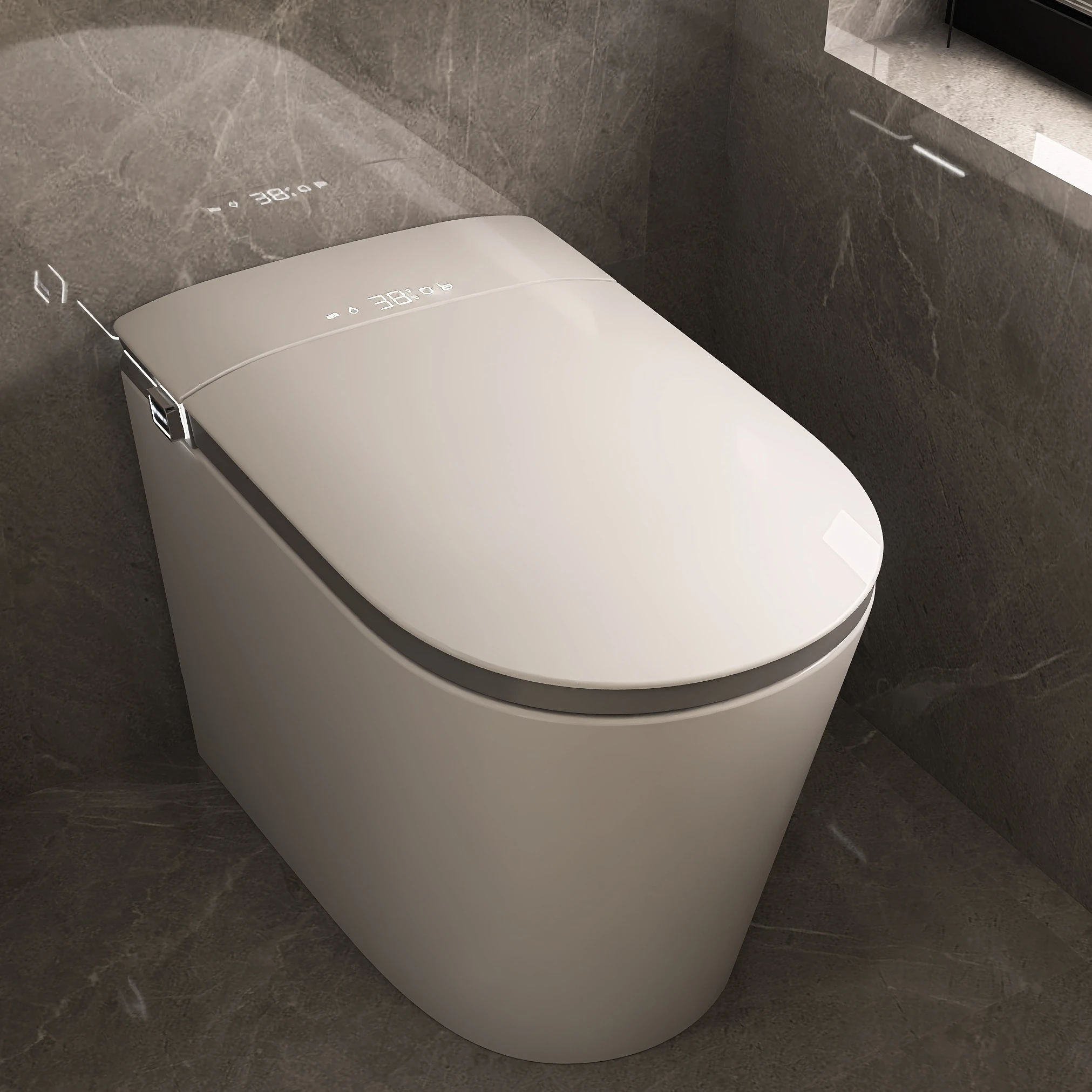 Smart Bidet Toilet Seat with Heated Auto-Open Cover Baby Washing Seat Floor-Mounted Installation Type