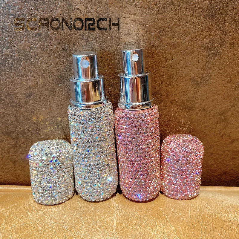 Portable 10ml Storage Box Perfume Spray Bottle Rhinestones Mini