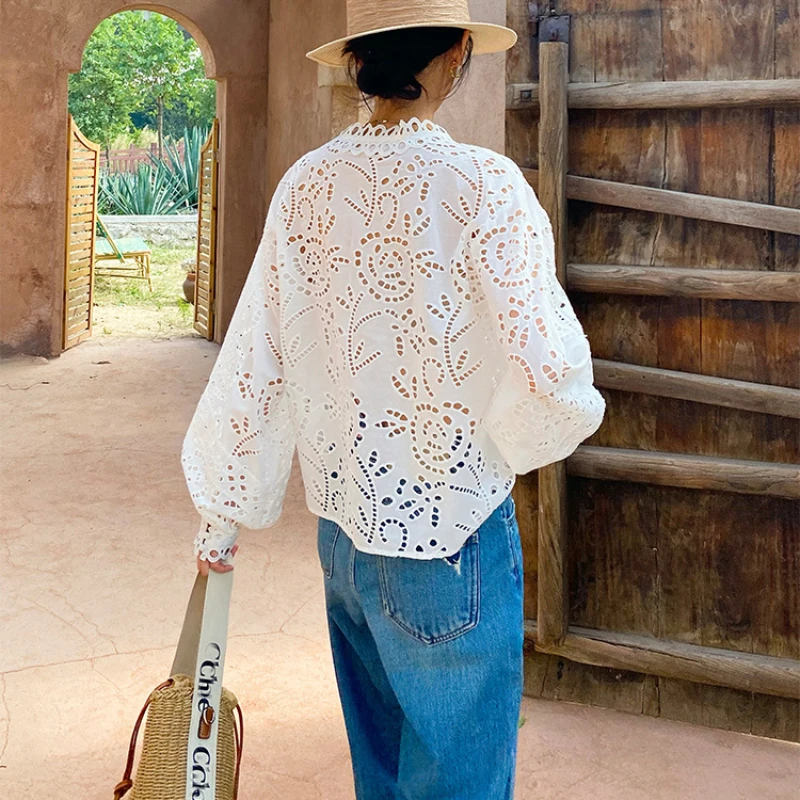 売れ筋商品|||イチ シャツ レディース トップス IHKate - Blouse - total eclipse white flower Cotton blouse with floral embroidery - Women | MANGO USA