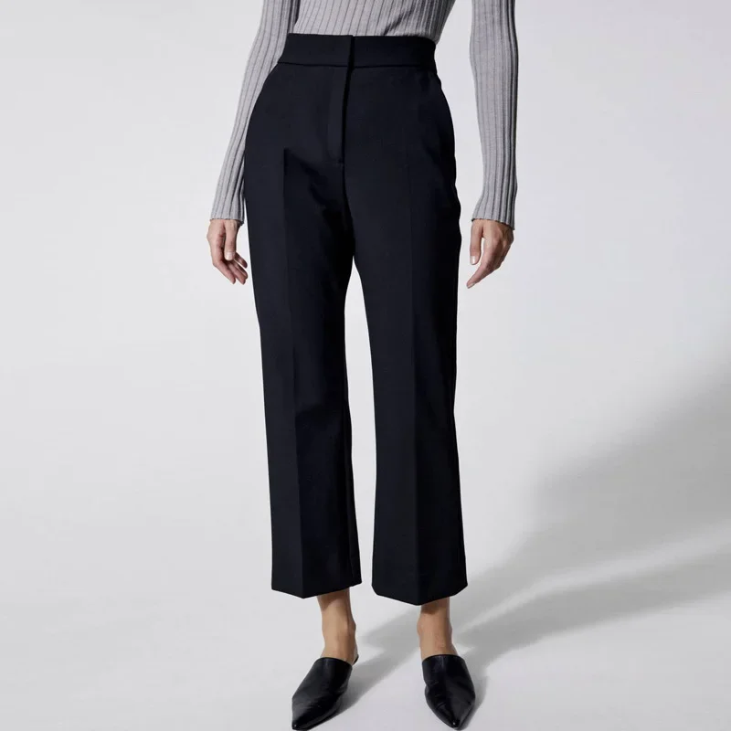 

Black Suit Trousers Women 2023 New Autumn Fashion High-waisted Slim Flared Trousers Nine-minute Trousers Casual Pants