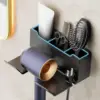 Hair Dryer Holder No Drill Wall Mount Self-Adhesive With Plug Holder Storage Organizer For Bathroom Hotel Barbershop 1