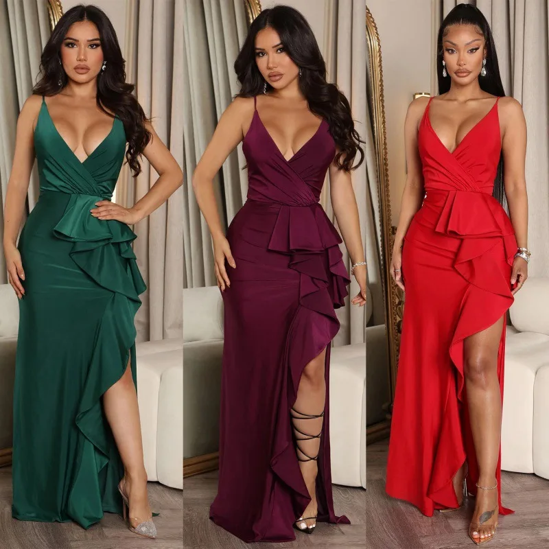

2022 Spring And Summer Women Fashion Sexy Celebrity Sling Irregular Dress