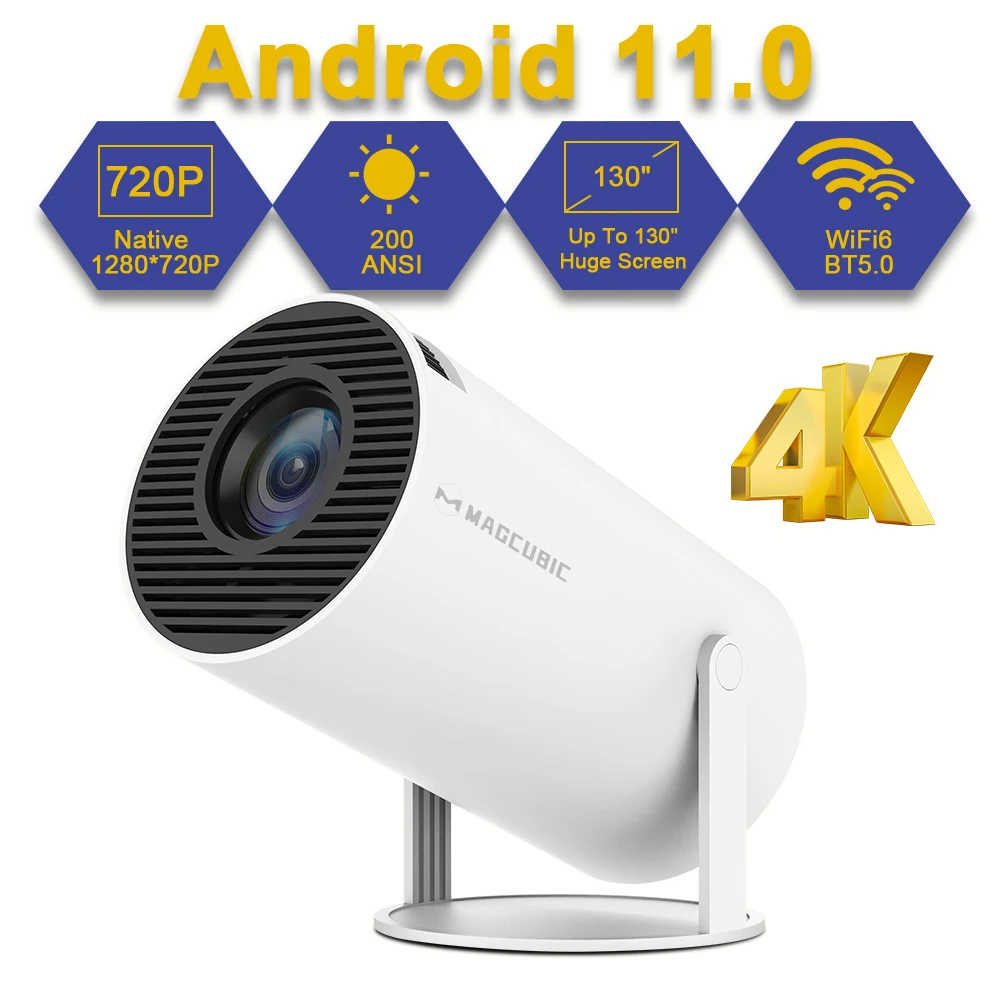 Transpeed 4K Wifi6 Projector Android 11.0 200 ANSI Dual WIFI Allwinner ...