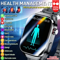 2026 New Body Fat Analysis Health Smart Watch ECG+PPG Uric Acid Blood Pressure Blood Oxygen Clock Call Smart Watch For Men Women
