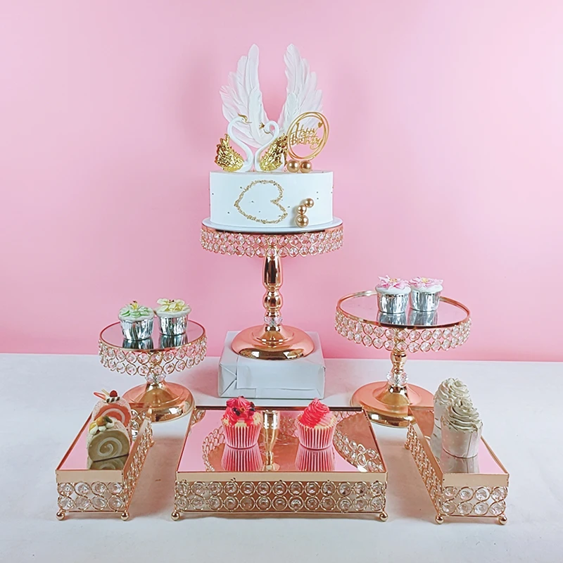 6Pcs Wedding Cake Stand Cupcake Holder Dessert Crystal Plates Set Party Decor US 