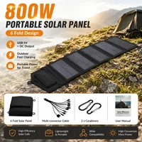 Panneau solaire pliable léger 800W, chargeur rapide USB 5V DC portable 20Wh pour les voyages en plein air, la randonnée 2