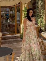 Robe longue femme imprimé cachemire orange, sexy et tendance, col en V, volants, manches courtes, ceinturée, fente à l'ourlet, nouvelle collection 2026 pour soirées 3