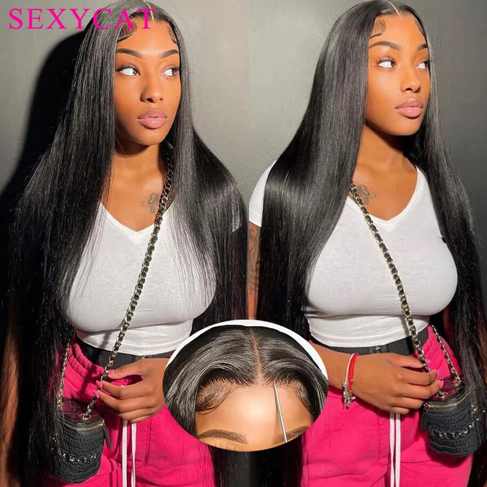 

1B Glueless Wigs Human Hair Pre Plucked for Beginners Ready to Wear 4X4 HD Lace Closure Wig Straight Hair for Black Women