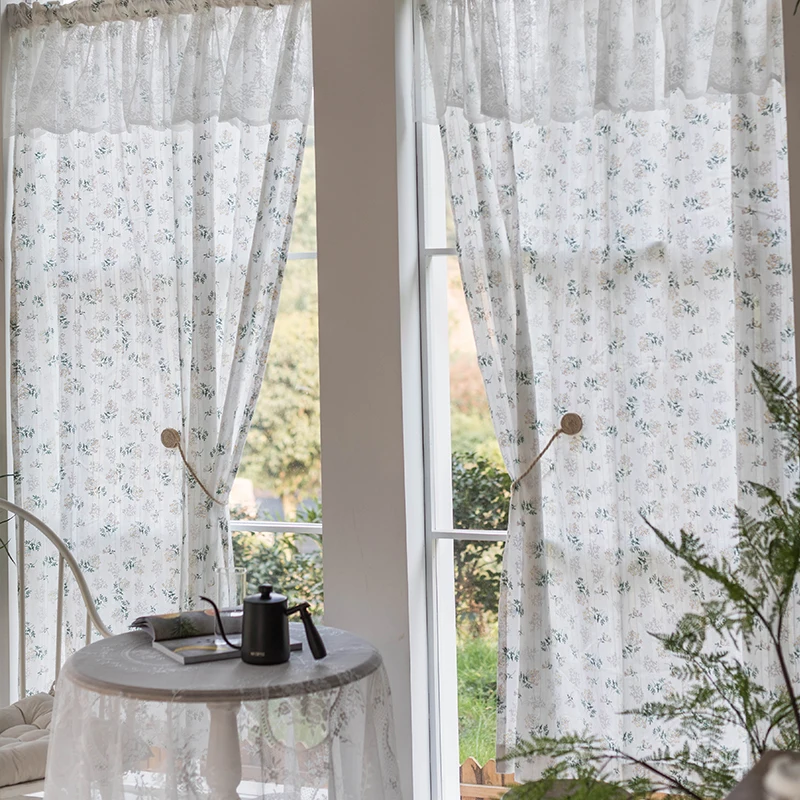 

American Wave Edge Lace Curtain Curtain Korean Aesthetic Half Curtain Kitchen Bedroom Short Curtain Ins