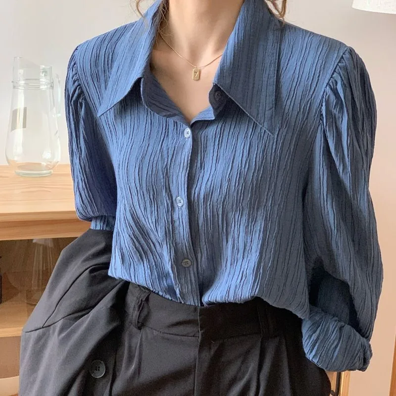 QWEEK Elegnat Vintage Long Sleeve Shirt Woman Korean Office Ladies Blouses Female Casual Basic Old Money Style Aesthetic Spring qweek black corduroy warm formal women s pants winter fleece high waist korean fashion vintage classic office ladies trousers