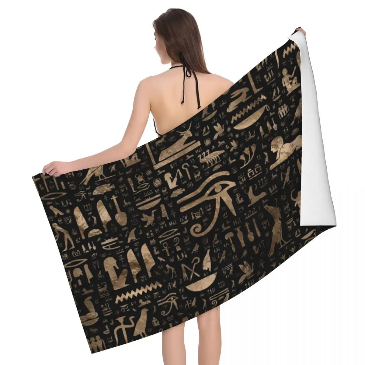 Egypt Ancient King Tutankhamun Beach Towel Super Soft Quick Dry_voghion.com