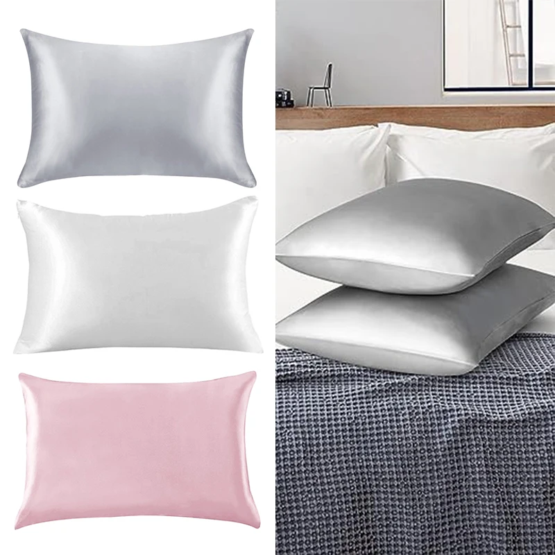1Pc Silk Satin Pillow Case for Hair & Facial Skin to prevent wrinkles Hidden with Zipper Accessories 6