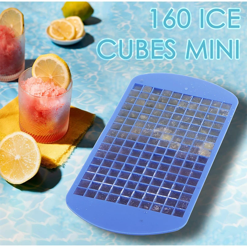 Mini Ice Cube Tray For Freezer, 160Grid Silicone Fruit Ice Cube Maker Diy Creative Small Ice Cube Mold Square Shape Kitchen Accessories,Small Ice Cube Molds Easy Release Crushed Ice Cube For Drinks - View #6