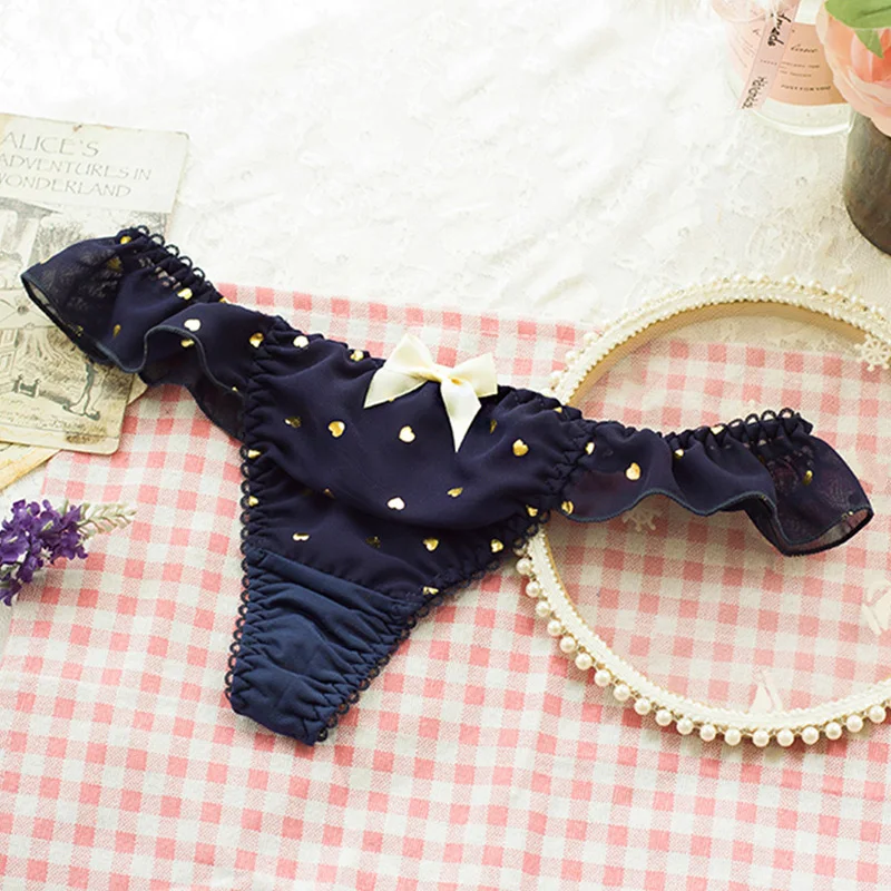 1Pcs Sexy Thong Low Waist Bow Decoration Pleated Lace Woman Girl Comfortable Soft Panties Breathable Underwear Lingerie
