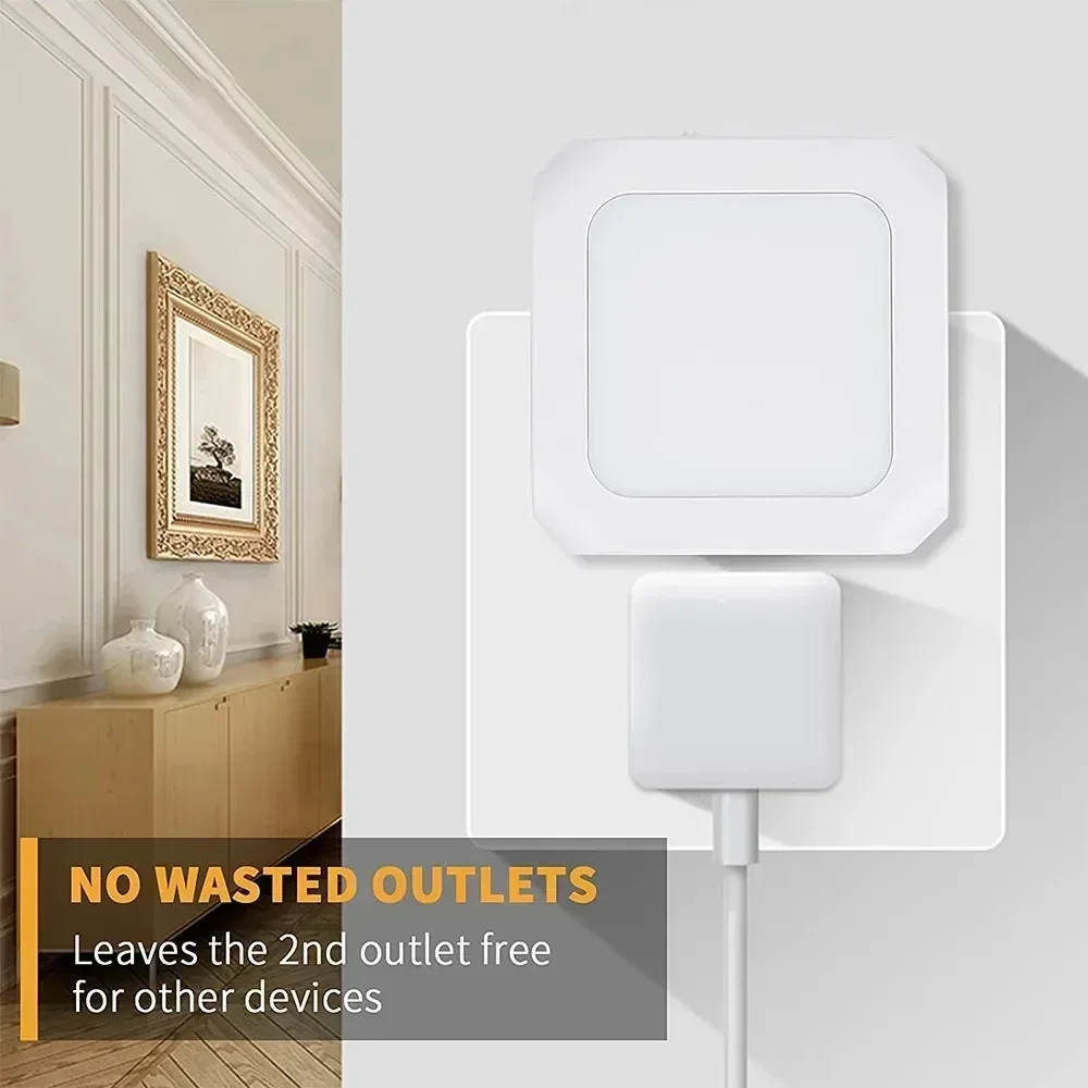 Mini LED Night Lights Plug-in Motion Sensor Light Dimmable Energy Saving Square Lamp for Under Cabinet Kitchen Living Room Aisle