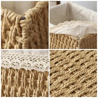 Woven Storage Baskets with Lid Handmade Rattan Box Desktop Sundries Organizer Food Snack Picnic Basket Wicker Baskets 5