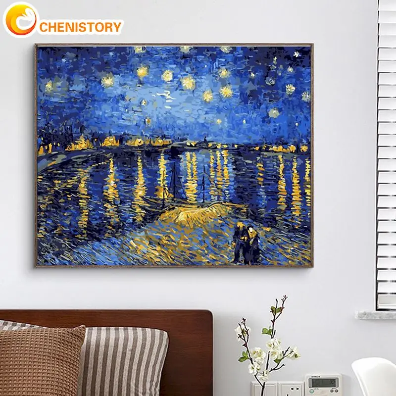 

CHENISTORY Coloring By Number Starry Scenery Kits Painting By Number Diy Frame Modern Drawing On Canvas Handpainted Art Gift
