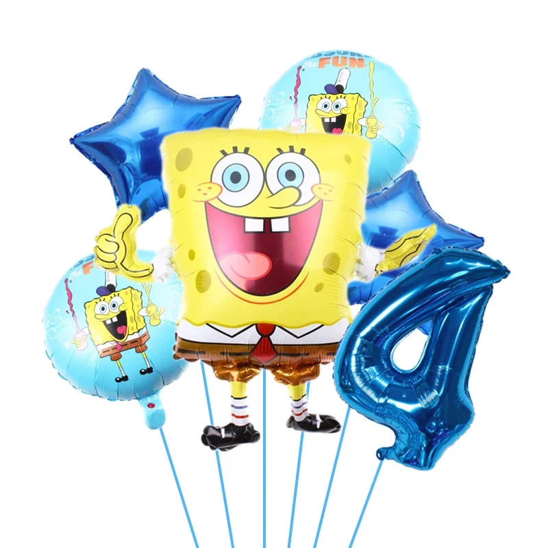 thumbnail image 1 of Juego de 6 globos de Bob Esponja y Patricio Estrella para fiesta de cumpleaños, globos de helio, suministros para fiesta de baby shower para niño y niña, 1 of 5