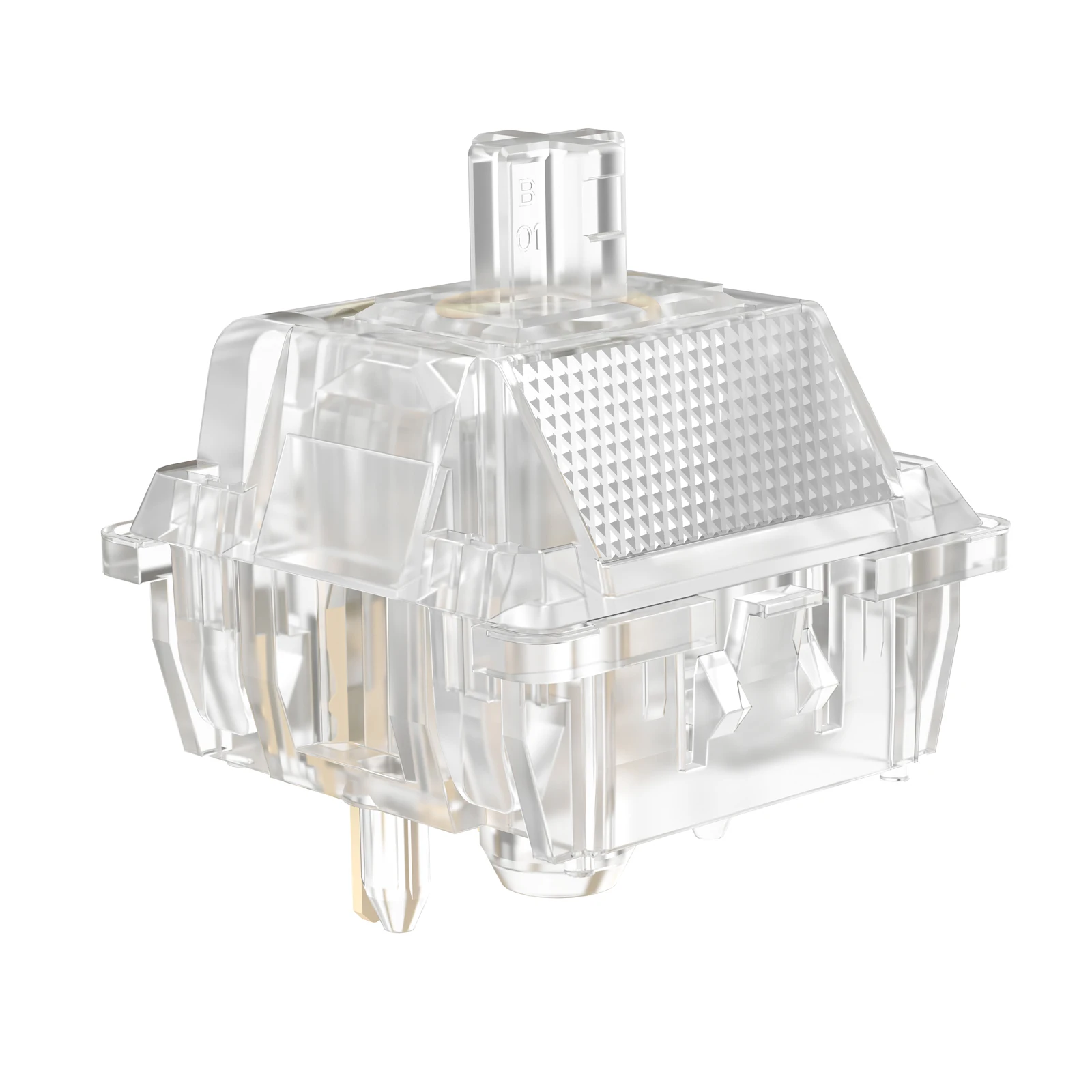 DUROCK Ice King Tactile Switches, 68g Progressive Spring Transparent Clear RGB Switch, 5 Pins Lubed T1 Tactile Mechanical Switch