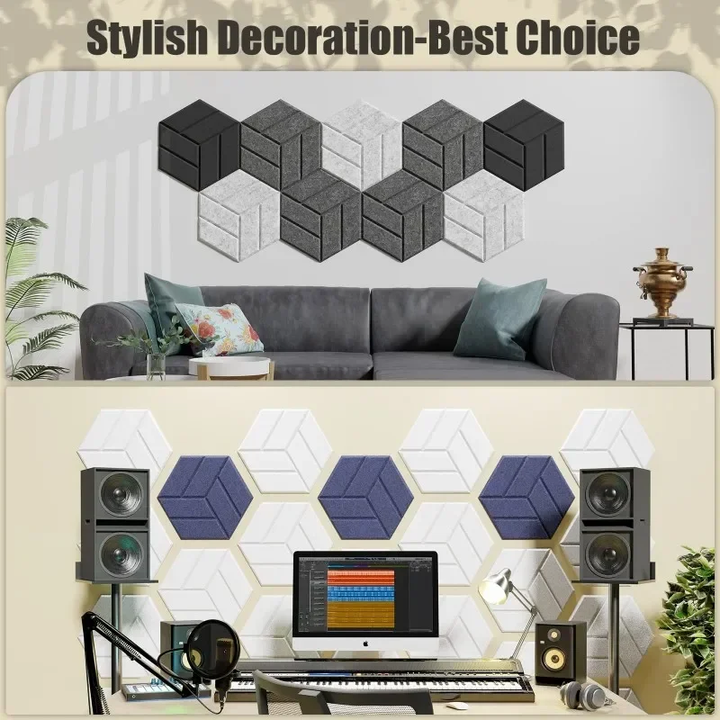 Self-adhesive Acoustic Panels Hexagon Sound Absorbing Soundproof Wall Panels To Absorb Noise Sound Proofing Foam 12Pack soundproof foam