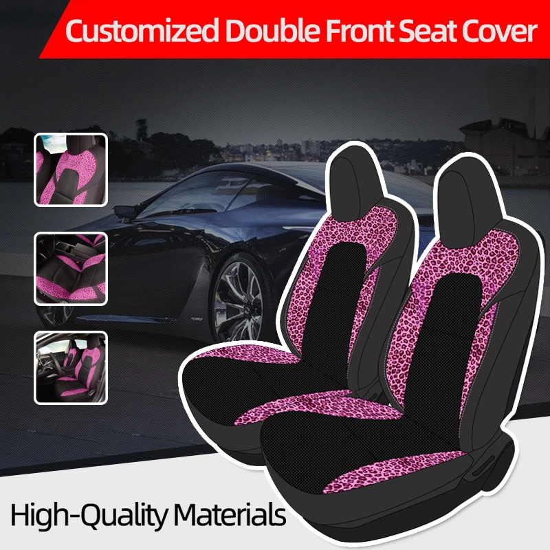 Pink Leopard Print Car Seat Covers Custom For Tesla Model 3/ Y Full