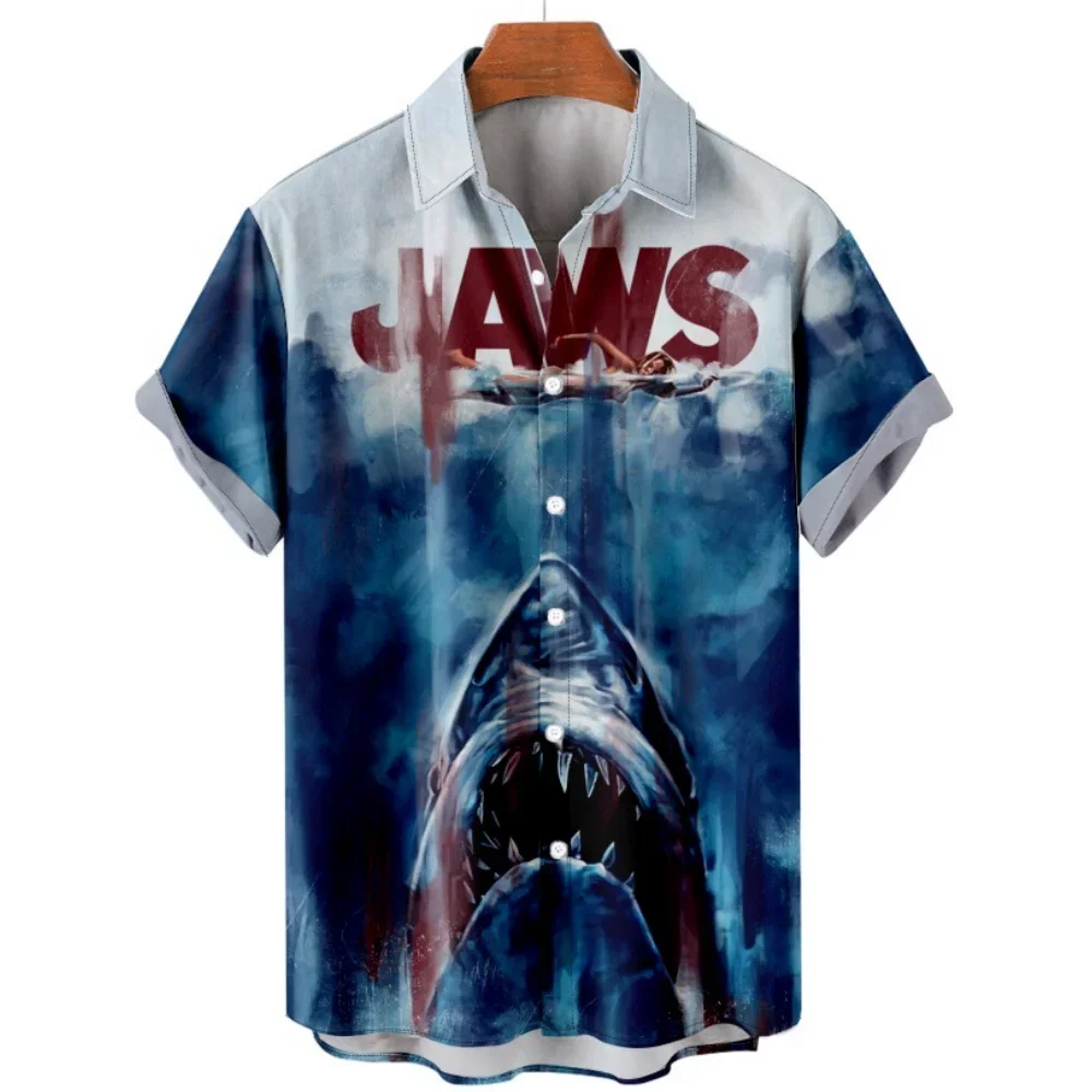 

2024 Summer Shark for Men Sea Animal Loose Hawaiian Shirt for Men Summer Top Casual Fashion Short Sleeve 3D Printed Shirt for Me