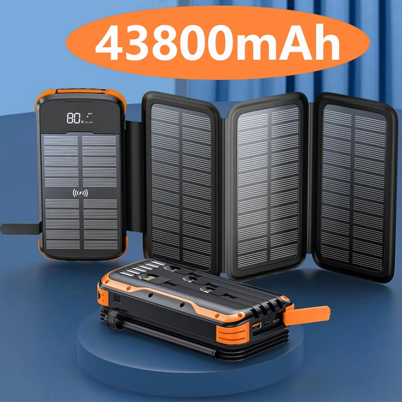 

PD 20W Solar Power Bank Fast Qi Wireless Charger 43800mAh Powerbank for iPhone 13 Samsung Huawei Xiaomi Fast Charging Powerbank