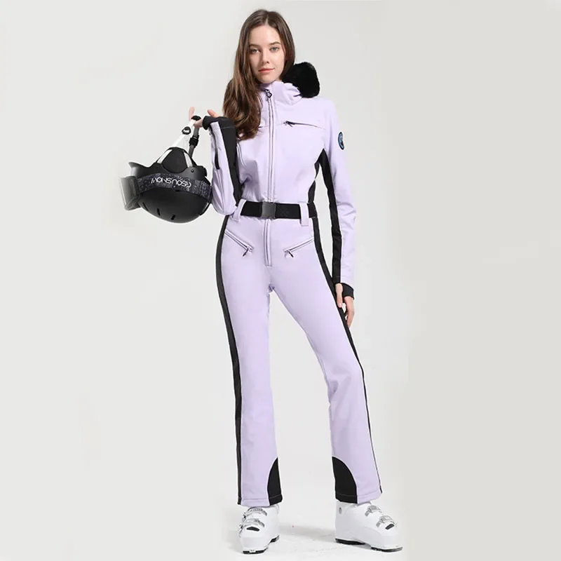 2024 Snow Clothes Women One Piece Ski Suit Warm Snowboard