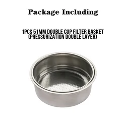 Stainless Steel Double Layer Pressurized Coffee Filter Basket - Reusable Porous Filter Cup (51MM 2-Cup)
