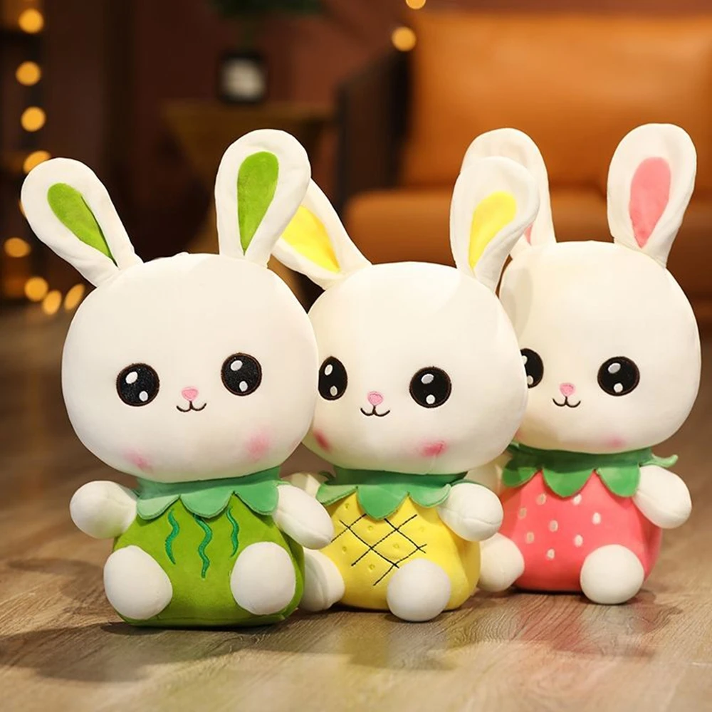 30CM Super Soft Fruit Rabbit Plush Toy Cute Watermelon Strawberry Polish Body Rabbit Head Doll Festive Gifts Children Birthday
