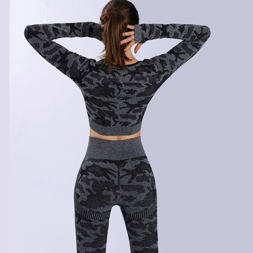 Women Sports Workout Active Clothing Set Spring Autumn Winter Gym Yoga Set Fitness Sportswear Crop Top Seamless Leggings
