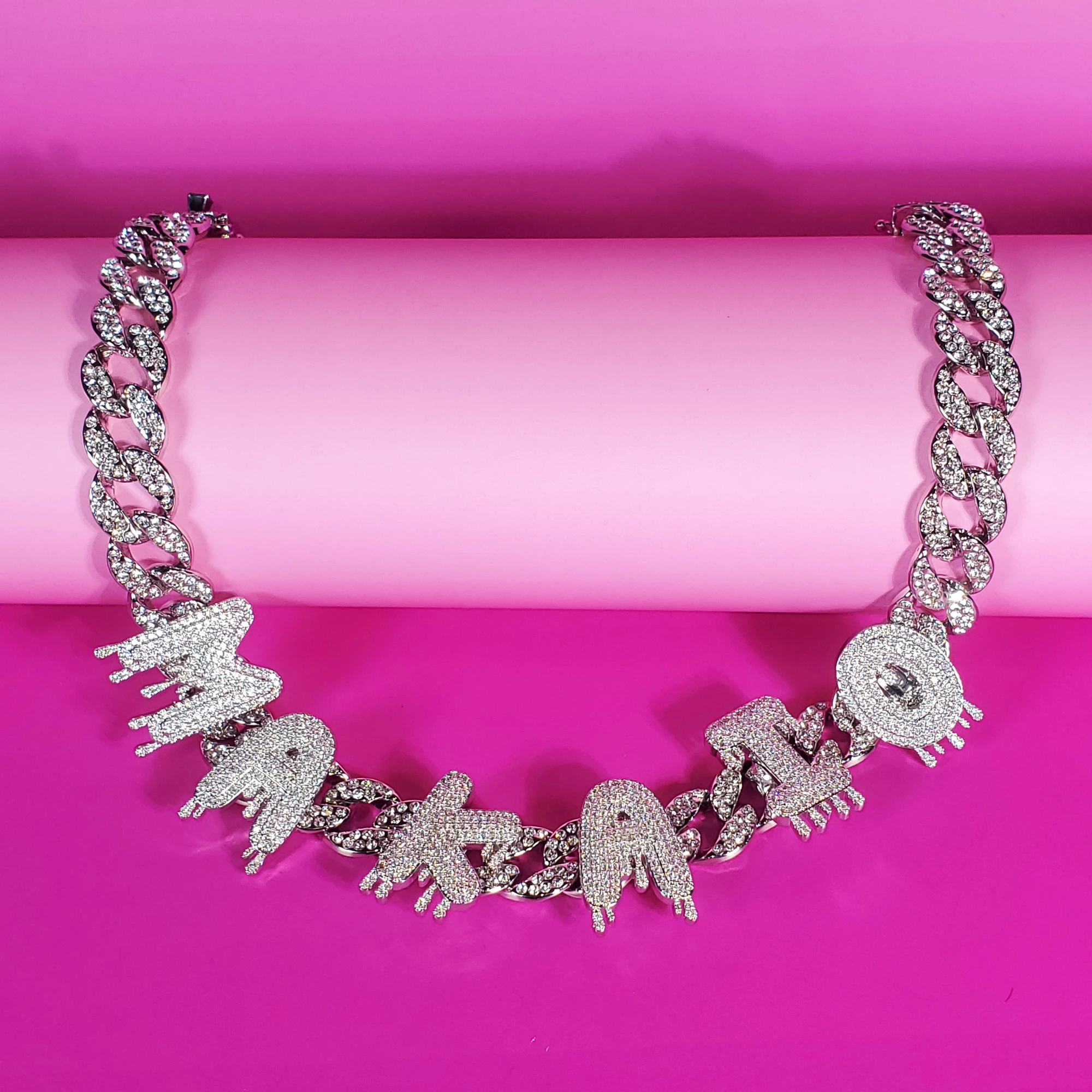 Custom Necklace Personalized Name Necklaces With Icy Drip Letters Personality Name Choker with Name for Women Girls Mother Gift