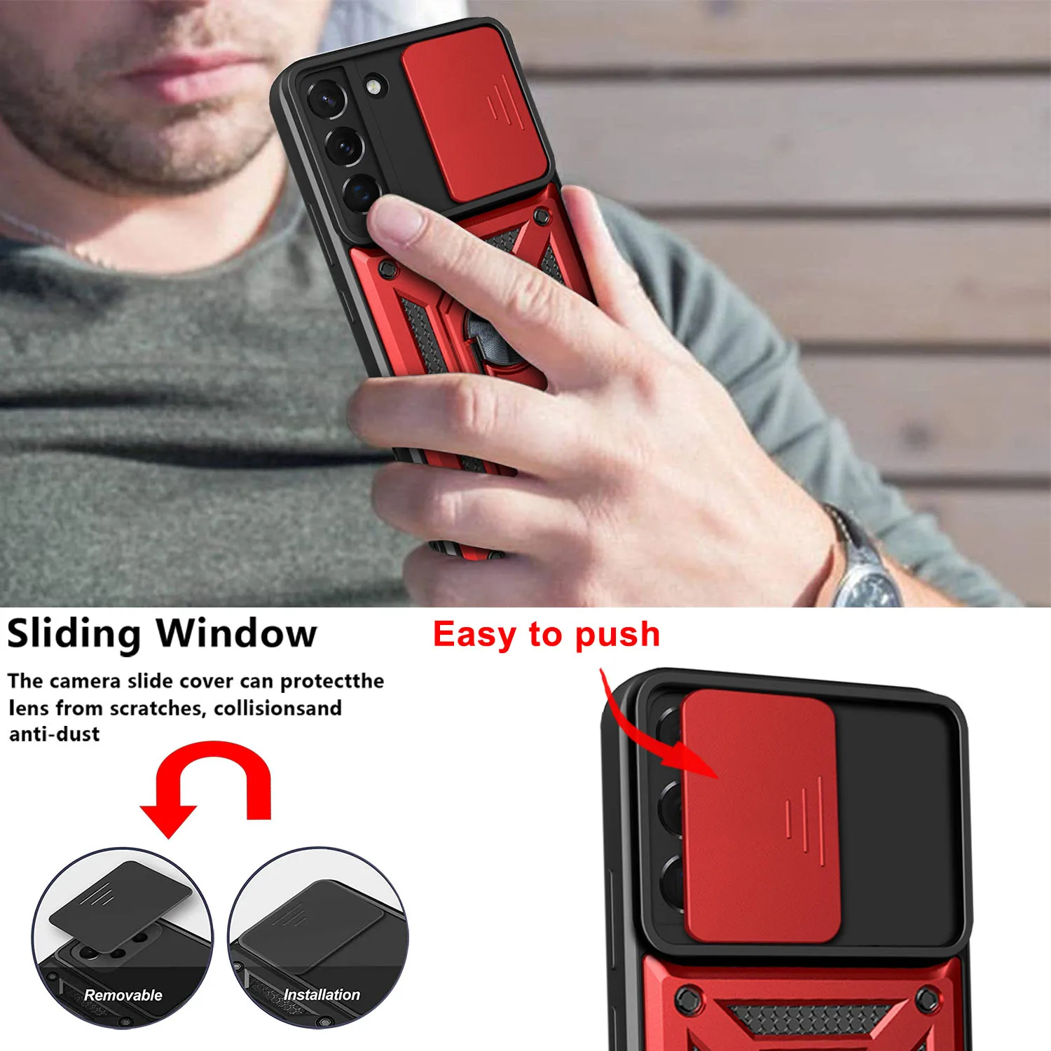 Shockproof Armor Case with Metal Ring Cover